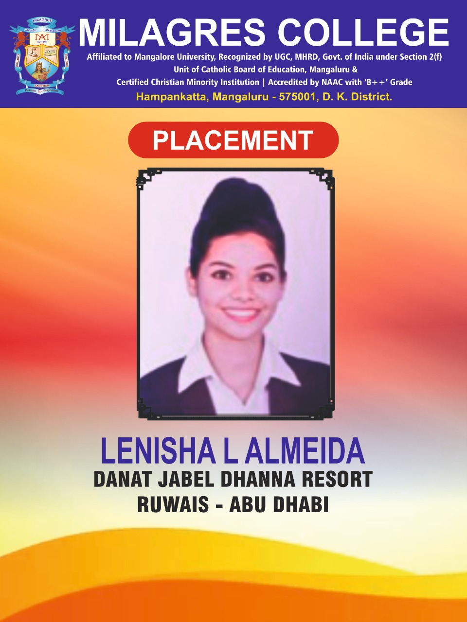 Successfully placed student